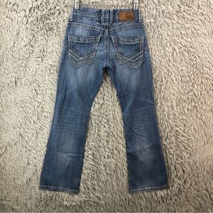 BKE Buckle Jeans Mens 25 S Aiden Distressed Whiskered Boot Cut Jeans